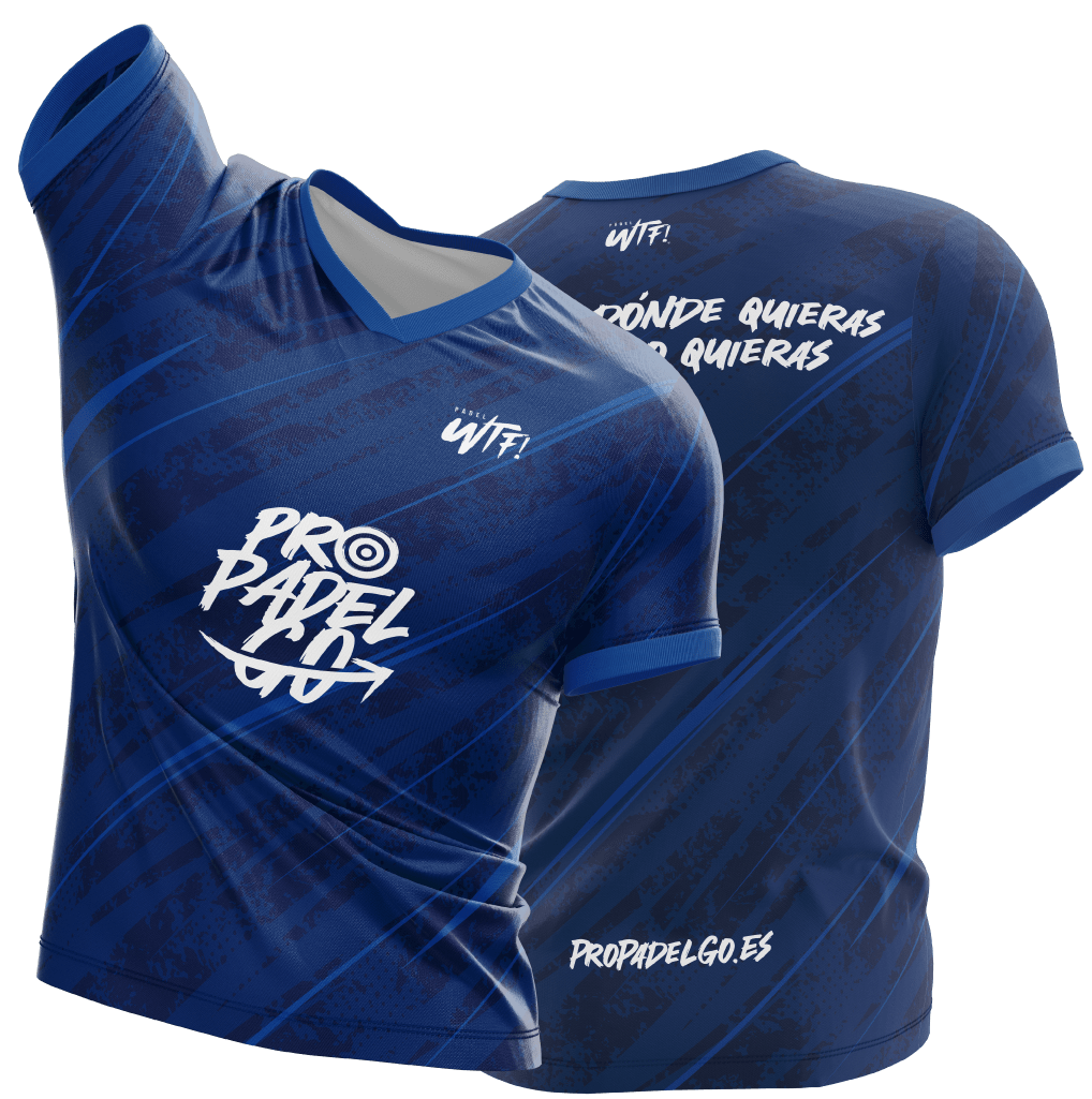 imagen camiseta azul pro padel go wtf!