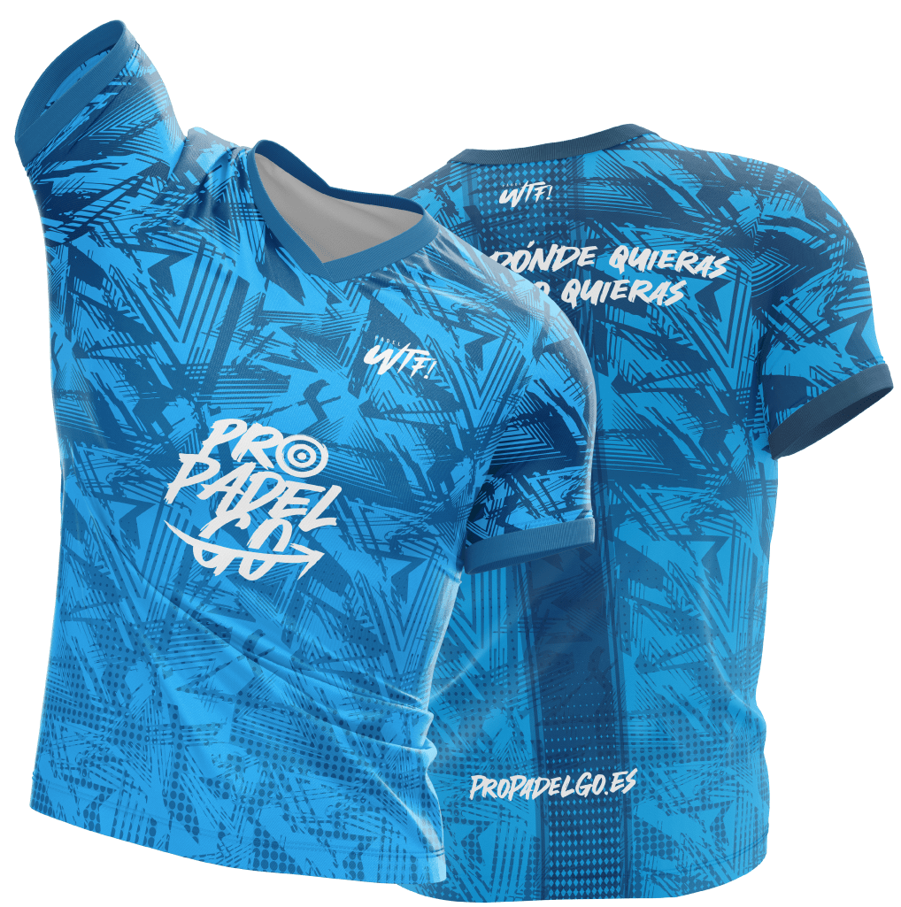 imagen camiseta celeste pro padel go wtf!